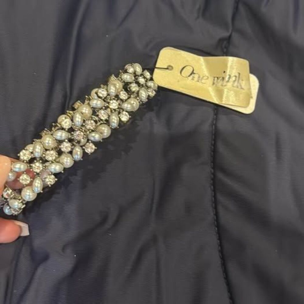 One Wink Faux Pearl and Rhinestone Bracelet